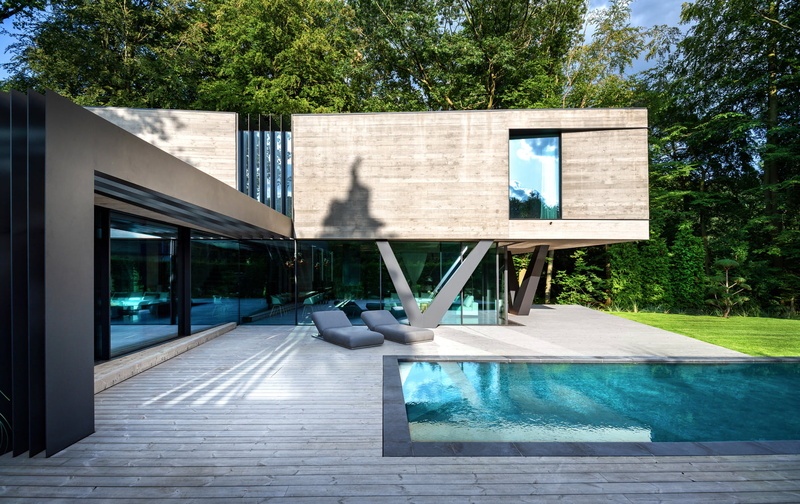 modern, 720P, window, house, swimming pool, architecture