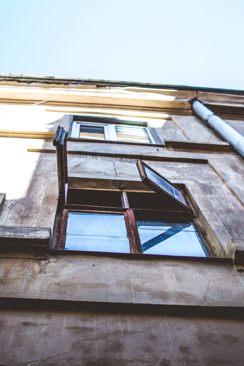 no People, wall - Building Feature, city, glass, building Exterior, old house, urban, window, sky, highrise, open, architecture, building, daytime, wall