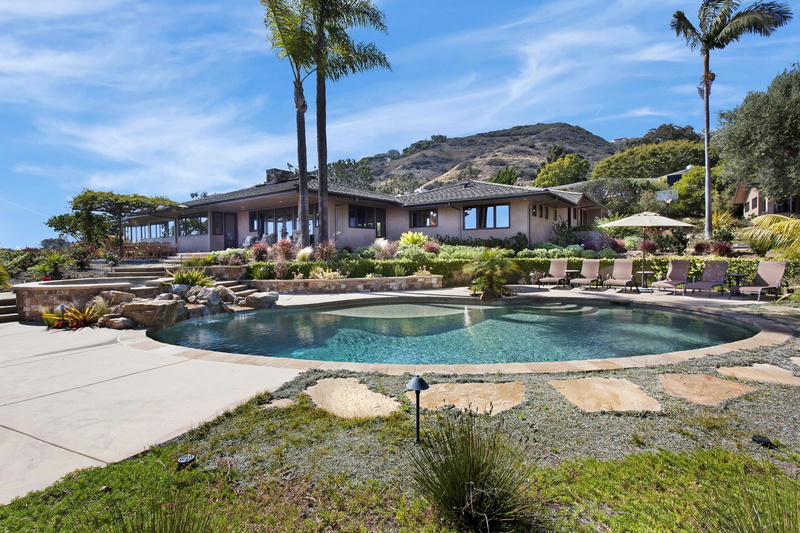 palm trees, clouds, villages, swimming pool, mansions, 4K, house, USA, stones, sky