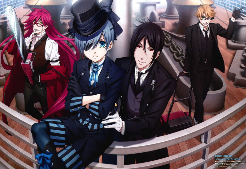 outdoors, ciel phantomhive, group of people, real people, architecture, railing, leisure activity, women, kuroshitsuji, men, hat, clothing, staircase, three quarter length