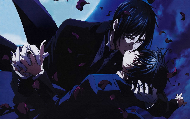 one person, Sebastian michaelis, Kuroshitsuji, marine, Moon, illuminated, sea, blue, water, animal wildlife, Ciel phantomhive, nature, animals in the wild