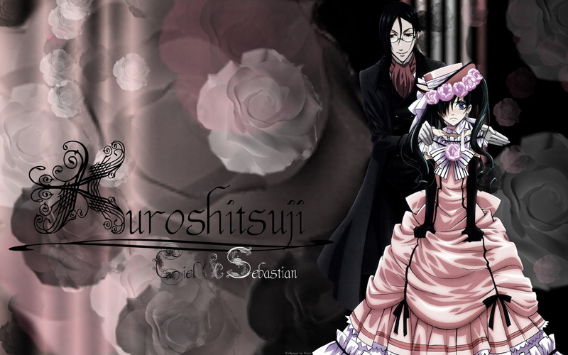 ciel, brunettes, michaelis, phantomhive, 720P, trap, sebastian, anime, flowers, dress, boys, kuroshitsuji