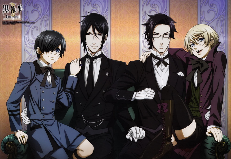 sebastian, 2K, michaelis, kuroshitsuji, alois, blondes, ciel, brunettes, phantomhive, boys, suit, claude, faustus, trancy, anime