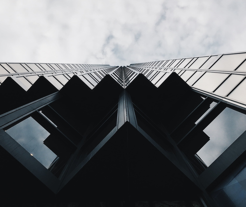 pattern, building, built structure, glass - material, architecture, city, shape, gray, no people, minimalism, office, low angle view, office building exterior