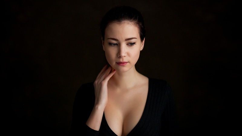 women, Dmitry Korneev, cleavage, 720P, portrait, face