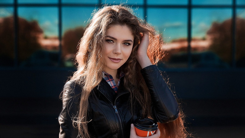auburn hair, model, young women, brown hair, real people, beauty, portrait, front view, jacket, adult, headshot, face, Dmitriy Korneev, depth of field