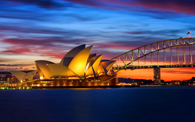 opera, sunset, 1080P, sydney, backgrounds, windows, house, australia, desktop