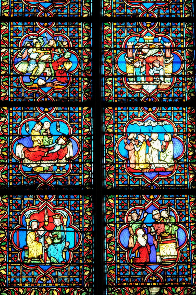 church, paris, indoors, notre dame de chartres, creativity, pattern, art and craft, window, stained, backgrounds, multi colored, window painting, close-up