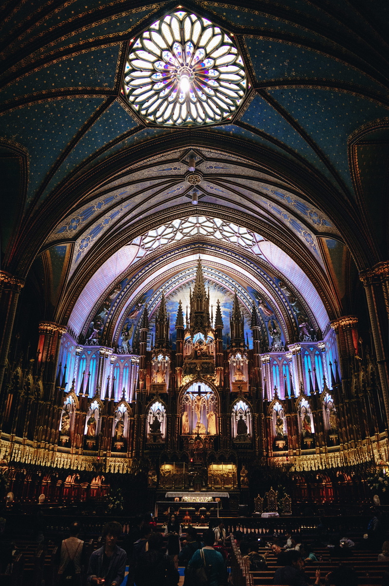 travel destinations, culture, landmark, ceiling, sculpture, people, religion, montreal, illuminated, low angle view, spirituality, gothic style, altar