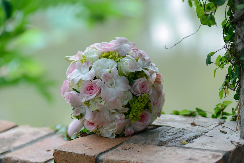 outdoors, flower head, nature, inflorescence, vulnerability, brown, wedding day, plant, pink, wood - material, focus on foreground, close-up, beauty in nature