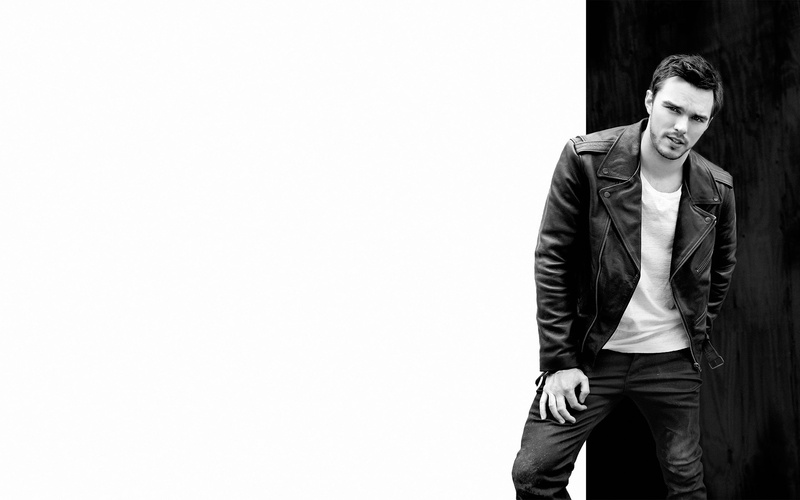 2K, Yu Tsai, 2015, photoshoot, white background, jeans, jacket, actor, kozhanka, Nicholas Hoult, t-shirt, black and white, Flaunt
