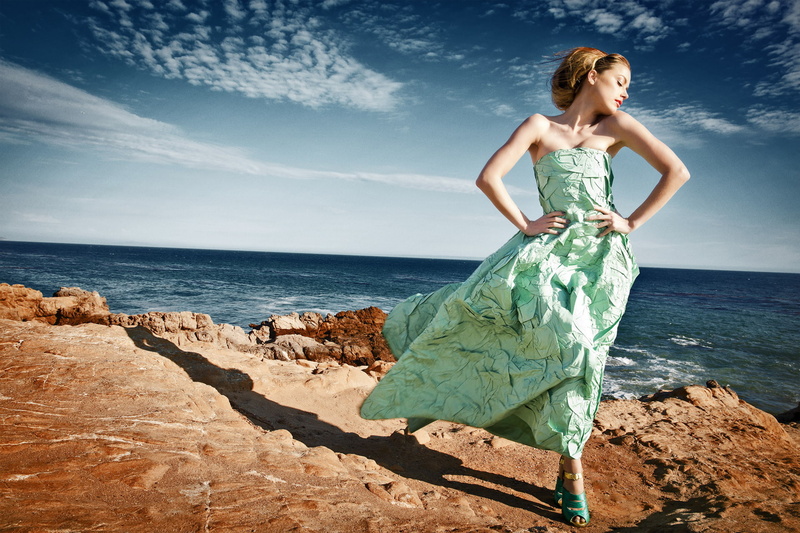 Everard, hairstyle, journal, landscape, photoshoot, Bleacher, horizon, pose, sea, Harpers Bazaar, dress, shore, 1080P, actress, model, photographer, Amber Heard
