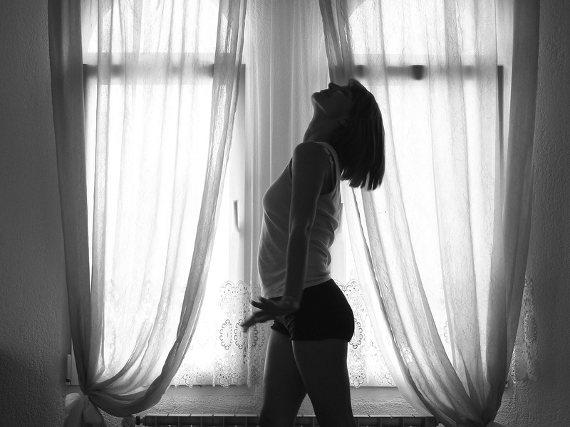 Silhouette, casual clothing, adult, dance, Window, back, young adult, looking through window, hairstyle, contemplation, leisure activity, side view, 2K