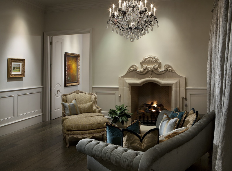 pictures, pillow, chandelier, room, apartment, Drapes, design, living room, chair, interior, 1080P, sofa, fireplace
