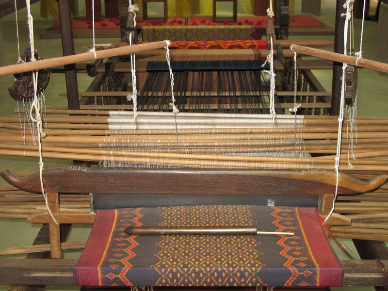 wood - material, craft, high angle view, asia, no people, factory, manufacturing equipment, loom, thread, textile industry, indoors, equipment, cambodia