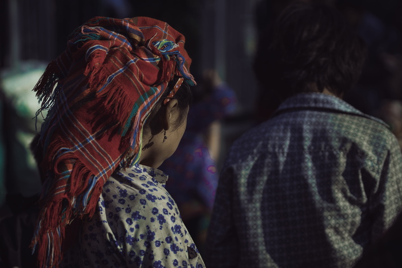 women, market, headshot, waist up, vietnam, boy and girl, performance, people, ha giang, du già, brocade, human hair, real people, costume, leisure activity