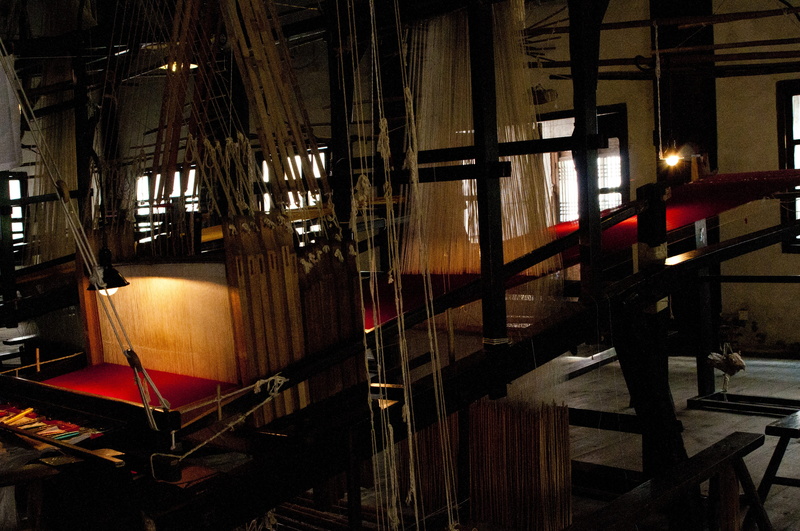 staircase, factory, silk thread, night, steps and staircases, line, railing, technology, old, lighting equipment, wood - material, architecture, electric lamp
