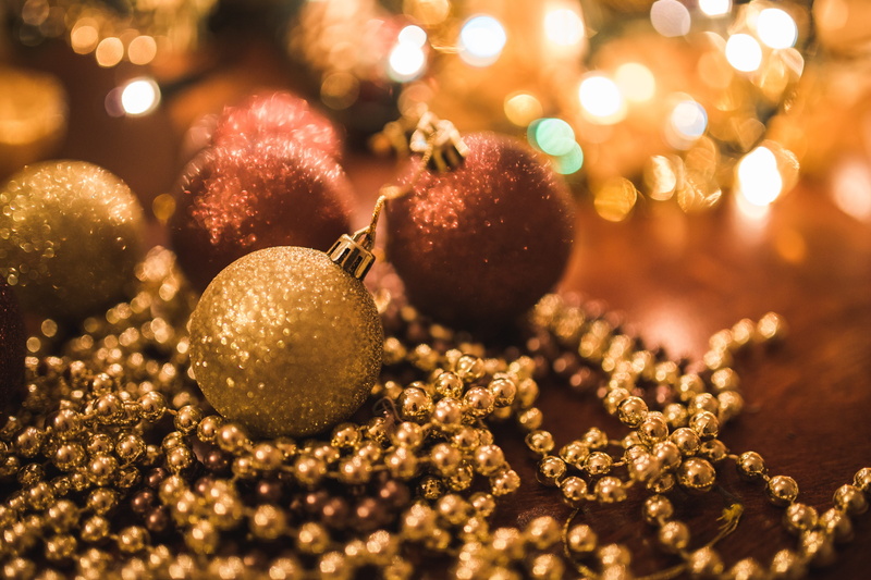 4K, indoors, focus, glitter, gold colored, advent, decor, christmas lights, photo, fruit, winter, brown, no people, holiday, christmas ornament, food and drink