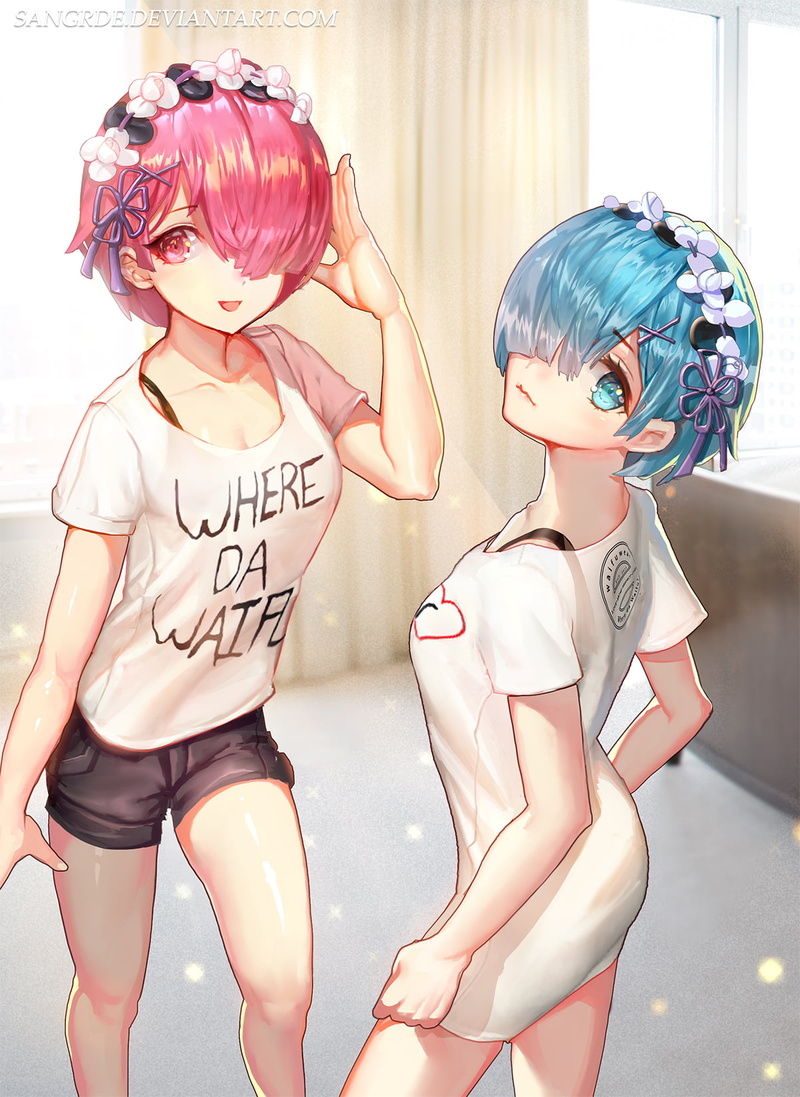 fun, young adult, clothing, fashion, happiness, Ram (Re: Zero), 720P, emotion, human representation, blond hair, indoors, beautiful woman, people, anime girls