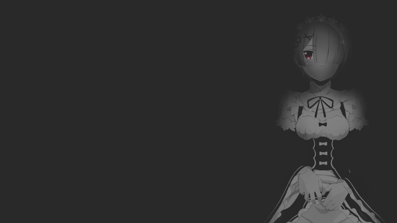 Island Kossori, illustration, dark background, fan art, monochrome, anime girls, anime, manga, Re:Zero Kara Hajimeru Isekai Seikatsu, ram, 1080P