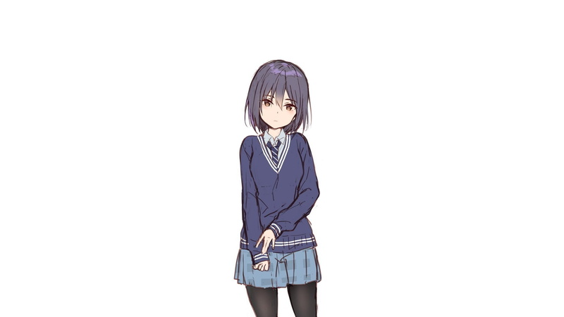 lifestyles, indoors, hairstyle, girls, shorts, 1080P, one person, copy space, child, looking at camera, leisure activity, women, manga, standing, white