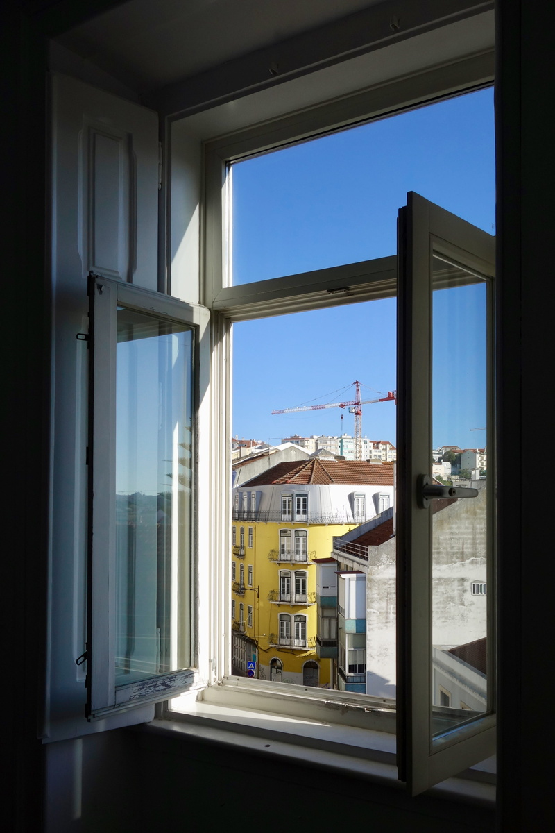 opened, folding door, nature, building, curtain, flooring, open, vista, water, city, window shade, view, crane, no people, 4K, window frame, summer, window