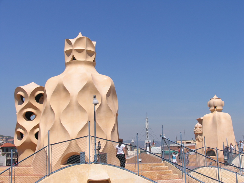 sculpture, human representation, guell, architecture, clear sky, architect, the past, no people, history, statue, spain, catalan, gaudi, pedrera, vacation