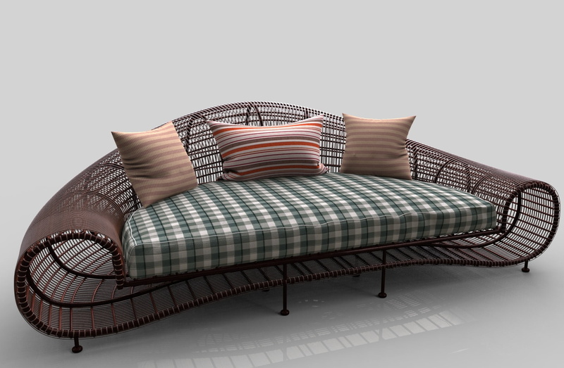 bedroom, plaid, gray, indoors, pillows, brown, no people, pillow, sofa, striped, home interior, pattern, gray background, domestic room, day, interior design