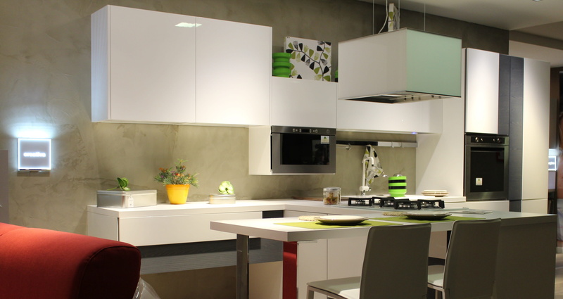 electric lamp, cabinet, furniture, 4K, white, indoors, eat, furnishings, plate, appliance, arredo, architecture, illuminated, home showcase interior, kitchen counter