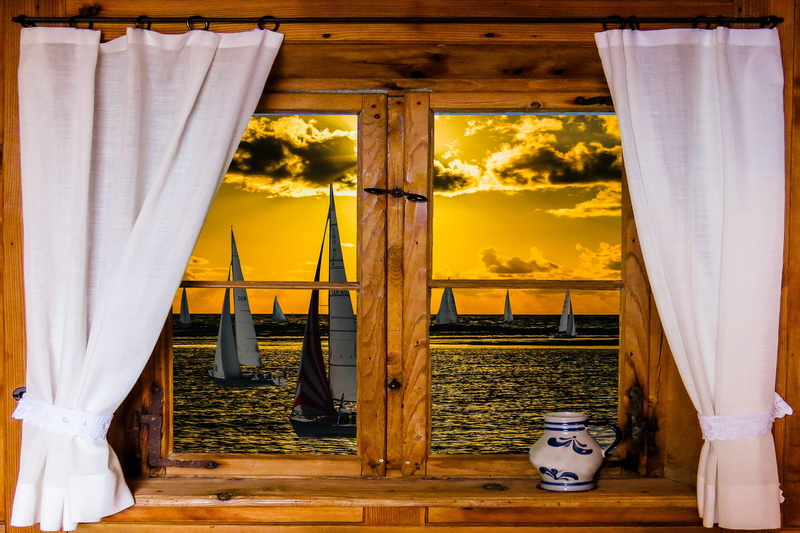 Nature, drying, indoors, Landscape, lite, holiday, Window, after work, lake, wooden windows, brown, clothing, water, leisure, day, Architecture, absence