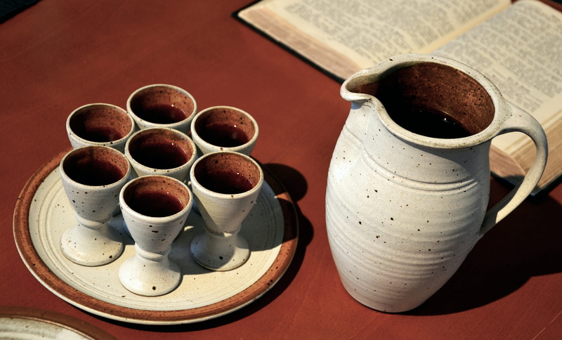 high angle view, cup, bible, white, wine, christianity, crockery, krug, food and drink, mug, saucer, table, church, ceramic, drink, close-up, last supper
