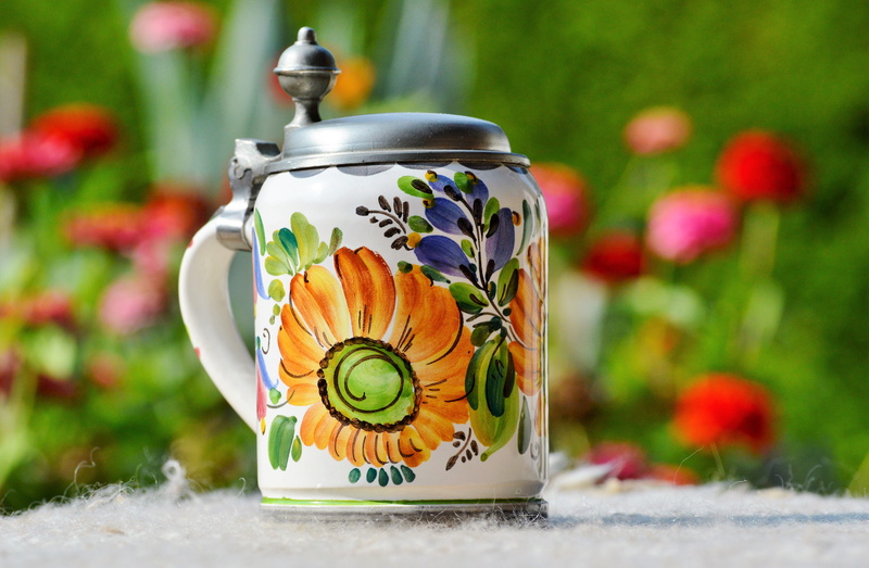 pattern, ceramic, antique, flower, mug, beer stein, still life, alcohol, food and drink, nature, tea cup, close-up, beer, floral pattern, focus on foreground