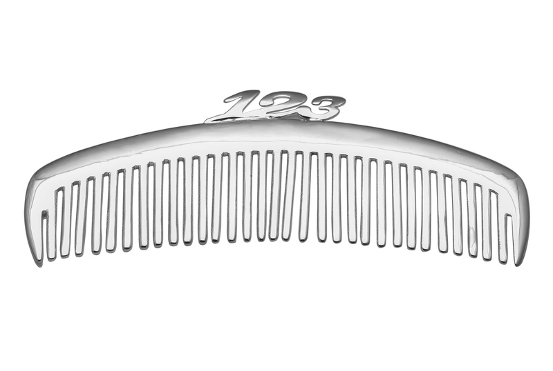 pattern, number, metal, studio shot, fashion, styling, copy space, barber, white background, indoors, shiny, cut out, two objects, hair, gray, silver, man made