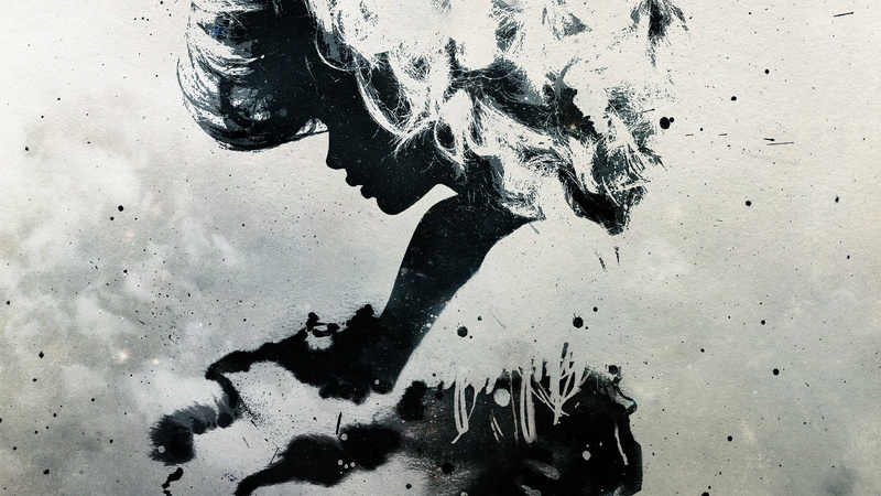 messy, Alex Cherry, high angle view, outdoors, women, monochrome, profile, lifestyles, architecture, standing, close-up, digital composite, paint splatter