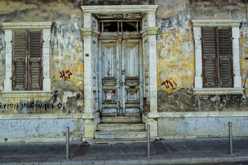 architecture, neoclassic, closed, outdoors, protection, street, weathered, safety, low angle view, exterior, building exterior, lemessos, entrance, day