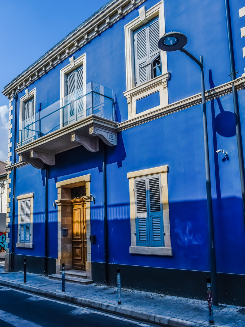 entrance, built structure, communication, architecture, house, limassol, cold temperature, 5K, snow, blue, street, outdoors, cyprus, sign, window, building exterior