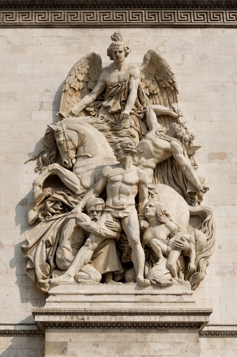day, travel destinations, building, male likeness, architecture, carving - craft product, art and craft, attraction, monument, arc de triomphe, statue