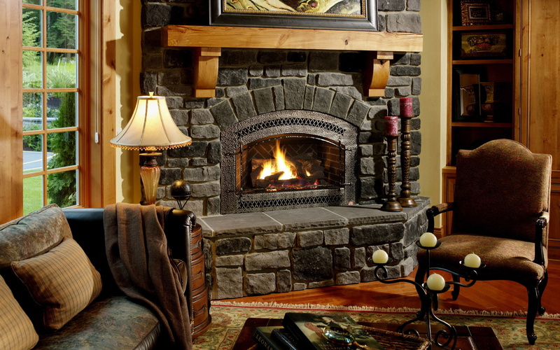 chairs, fireplace, house, 1080P, interior