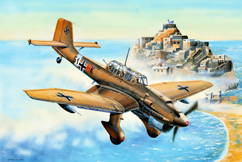 Ju 87, Ju-87R, Stuka, Far dive bomber, Junkers, external fuel tank, 1080P