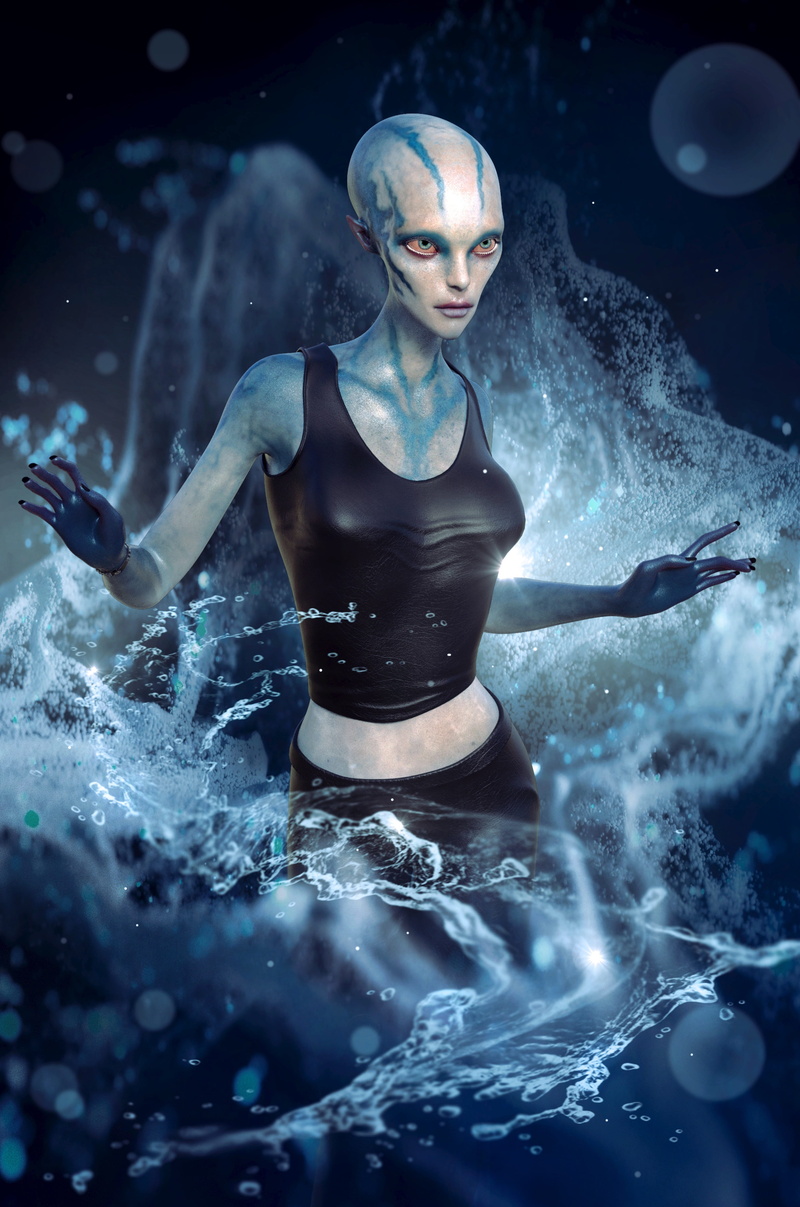 young women, mystical, foreign intelligence, collage, black, top, real people, illuminated, humanity, future, fantasy, sea, book cover, scene, swimming pool