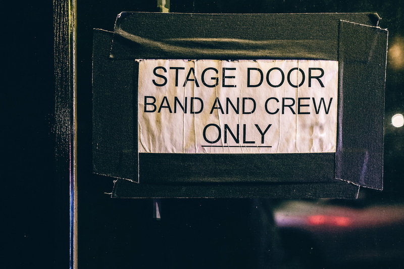 band, paper, crew, placard, door, text, close-up, sign, black color, capital letter, 1080P, no people, guidance, stage, stick, warning sign, metal, information