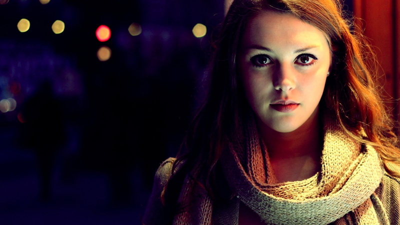 young adult, night, looking at camera, beautiful woman, redhead, front view, long hair, nightlife, Imogen Dyer, teenager, adult, contemplation, beauty