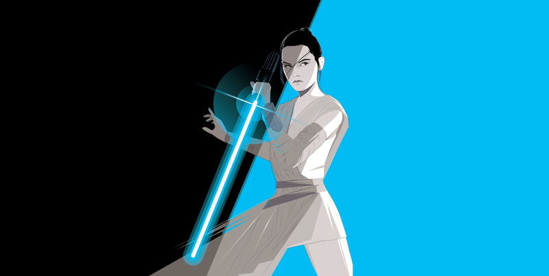 Jedi, Power, Craig Drake, Rey, Star Wars, Art, Sword, Figure, 2K, by Craig Drake, Minimalism, craigdrakeart, Ray