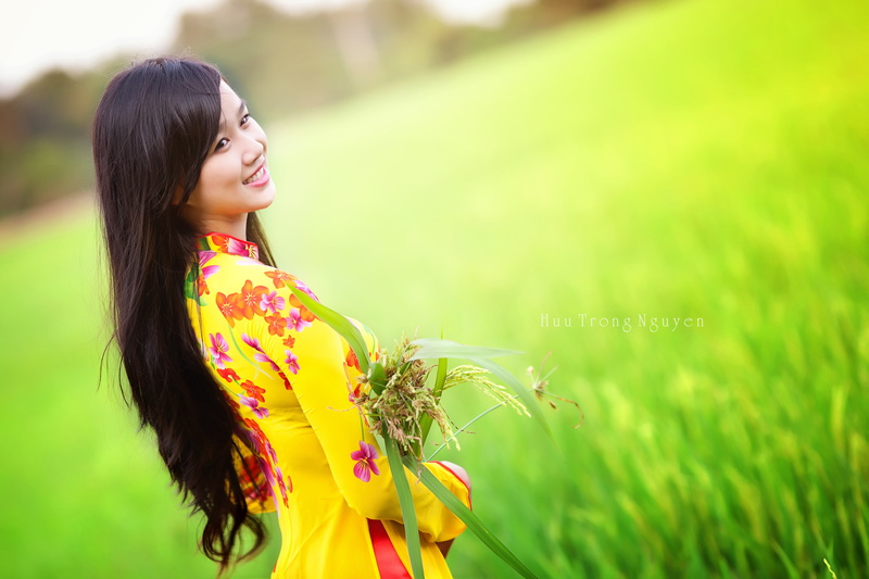 long hair, nature, beautiful woman, plant, yellow, hairstyle, happiness, black hair, 5K, adult, beauty, women, Vietnam, young adult, focus on foreground