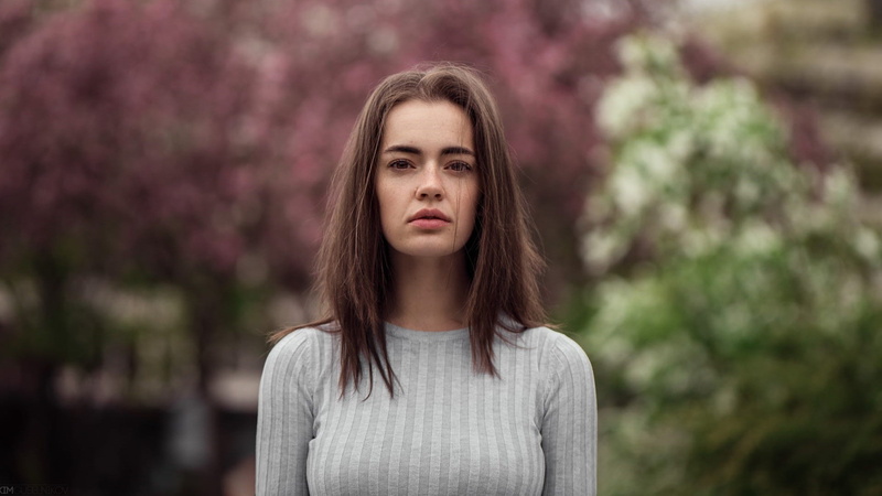 Lidia Savoderova, one person, adult, outdoors, beautiful people, hair, looking at camera, Maxim Guselnikov, beautiful woman, focus on foreground, front view