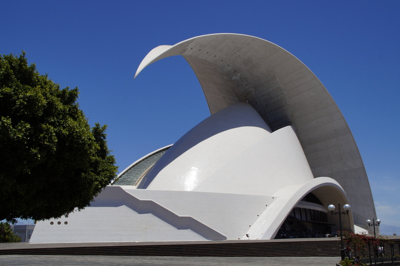 city, outdoors, landmark, auditorium de tenerife, water, sky, architecture, auditorium, symphony orchestra, no people, spain, tenerife, built structure