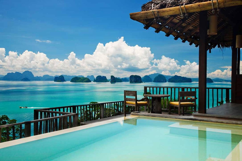 brown, chairs, asia, divine, table, thail, suite, mountains, resort, pool, 1080P, apartment, view, retreat, blue, lagoon, tropical, room, hotel, wooden
