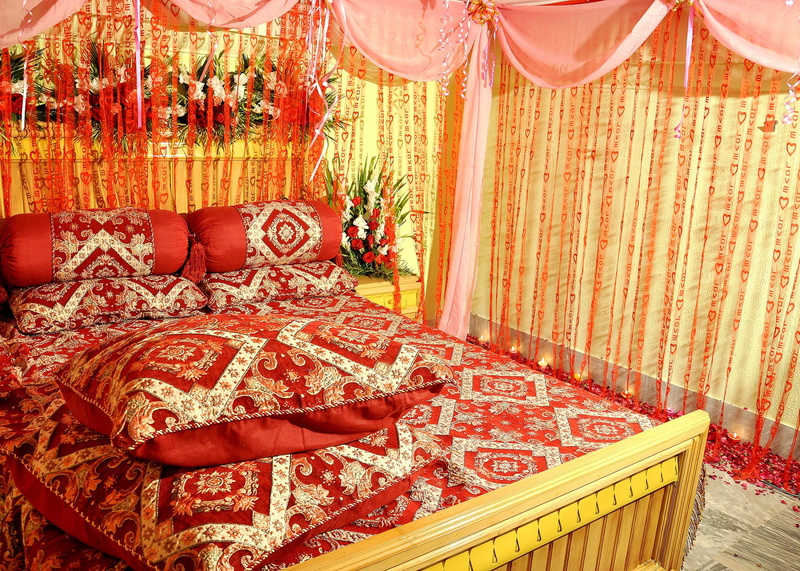 home interior, bedroom, food, decoration, romantic, day, bed frame, curtain, bedsheets, bridal suite, floral pattern, seat, 1080P, textile, frame, elegant