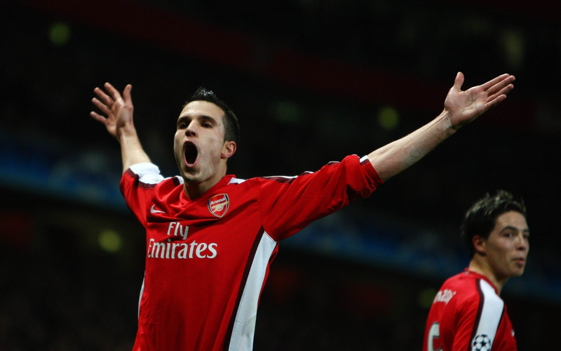 footballer, persie, van, mouth open, soccer, 2K, jersey, limb, sports clothing, sportsman, body part, young men, arms raised, white, adult, focus on foreground
