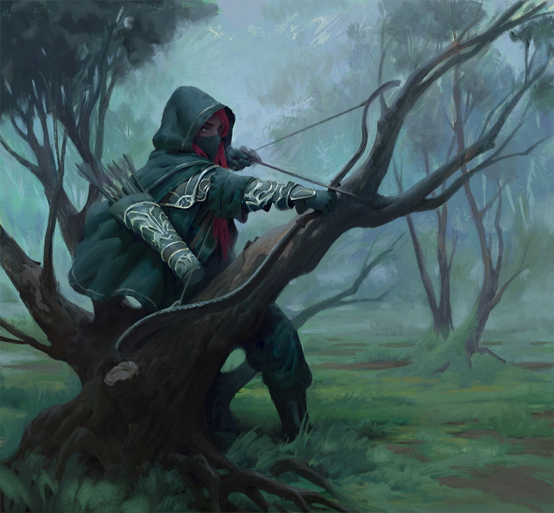 redhead, archer, 720P, fantasy art, fantasy girl, bow